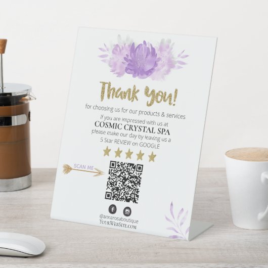 *~* QRフローラピンクレビューロゴAPに感謝8 台座サイン (インサイチュ)