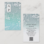 *~* QRフローラ花ターコイズロゴ写真 名刺 (正面/裏面)