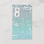 *~* QRフローラ花ターコイズロゴ写真 名刺 (正面)