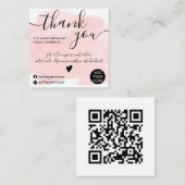 Qrブラシストロークの水色のピンクの順感謝してい序。 スクエア名刺 (正面/裏面)