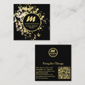 *~* QRブラック金ゴールドグリッタードラマチックエレガントAP65 スクエア名刺 (正面/裏面)