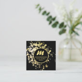 *~* QRブラック金ゴールドグリッタードラマチックエレガントAP65 スクエア名刺 (スタンド正面)