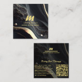 *~* QRブラック金ゴールドグリッタードラマティックモノグラムAP66 スクエア名刺