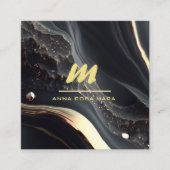 *~* QRブラック金ゴールドグリッタードラマティックモノグラムAP66 スクエア名刺 (正面)