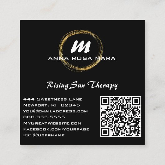 *~* QRブラック金ゴールドホワイトドラマチックエレガントAP65 スクエア名刺 (裏面)