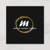 *~* QRブラック金ゴールドホワイトドラマチックエレガントAP65 スクエア名刺 (正面)