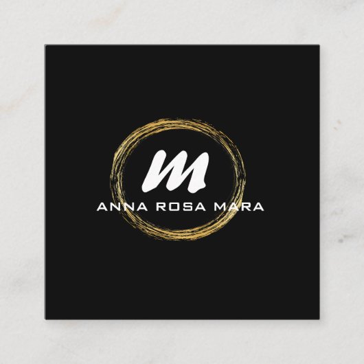 *~* QRブラック金ゴールドホワイトドラマチックエレガントAP65 スクエア名刺 (正面)