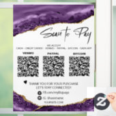 *~* QRペイ3支払アメジストエージェント金ゴールドグリッター ウィンドウサイン (ホーム)