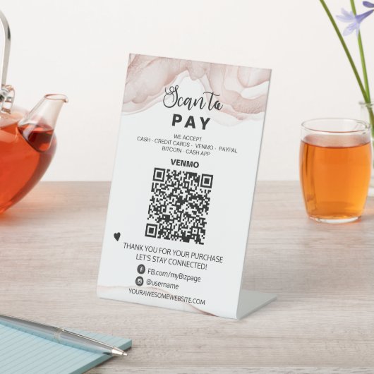 *~* QRペイ 卓上テーブルテントペデスタル記号 台座サイン (インサイチュ)