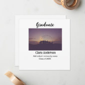 QRホワイトブラックフォトクラシック卒業発表 ノートカード (正面/裏面インサイチュ)