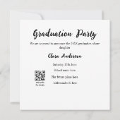 QRホワイトブラックフォトクラシック卒業発表 ノートカード (裏面)