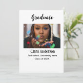 QRホワイトブラックフォトクラシック卒業発表 案内状 (スタンド正面)