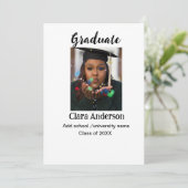 QRホワイトブラックフォトクラシック卒業発表 案内状 (スタンド正面)