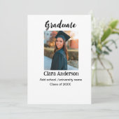 QRホワイトブラックフォトクラシック卒業発表 案内状 (スタンド正面)