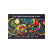 QRホーム抽象芸術色入力ラグようこそマット