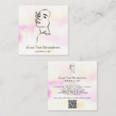 *~* QRボタニカルウーマンラインアート女神グリーン スクエア名刺 (正面/裏面)