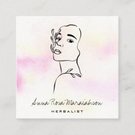 *~* QRボタニカルウーマンラインアート女神グリーン スクエア名刺