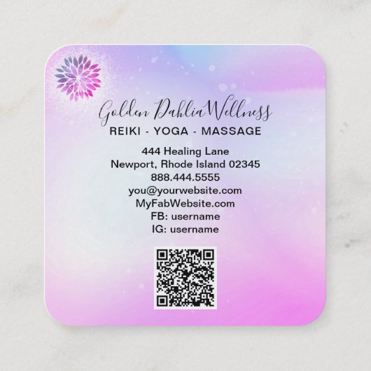 *～* QRマンダラダリアパステルブルーピンクAP2 スクエア名刺 (裏面)