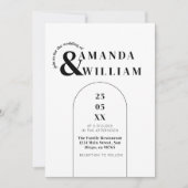 QRミニマルコーシンプルドモダン結婚の 招待状 (正面)