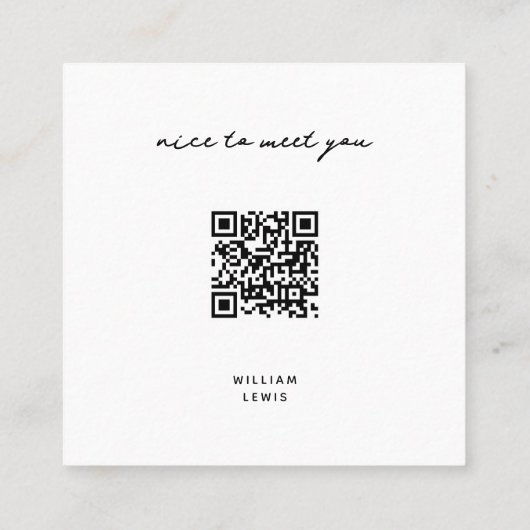 QRミニマルコードと名前に初めて会う スクエア名刺 (裏面)