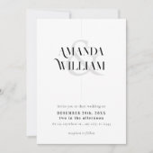 QRミニマルコード付き白黒結婚 招待状 (正面)