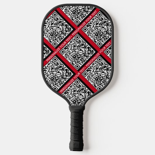 QRミニマルコーモダンドとロゴを赤で追加 ピックルボールラケット (裏面)