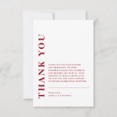 QRミニマルコーモダンドの赤と白結婚の サンキューカード (正面)