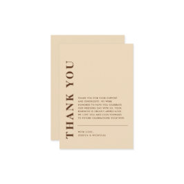 QRミニマルコーモダンドライトベージュ結婚ズ サンキューカード