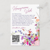 QRモダンを望むシックな結婚ワイルドフラワー エンクロージャーカード (正面)