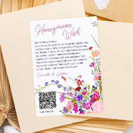 QRモダンを望むシックな結婚ワイルドフラワー エンクロージャーカード