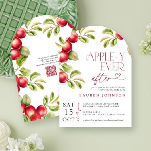 QRモダンアップリーAppleブライダルシャワー後 招待状