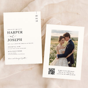 QRモダンコーエレガントド写真結婚の 招待状