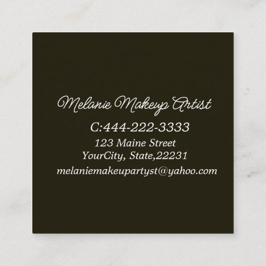 QRモダンコード付きフォトメイクアップアーティスト スクエア名刺 (裏面)