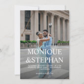 QRモダンコード付きミニマ結婚リスト2枚の写真 招待状 (正面)