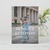 QRモダンコード付きミニマ結婚リスト2枚の写真 招待状 (スタンド正面)