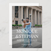 QRモダンコード付きミニマ結婚リスト2枚の写真 招待状 (正面/裏面)