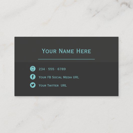 QRモダンコード付き水色と木炭 名刺 (裏面)