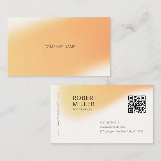 QRモダンコーミニマルドグラデーシぼやけョンのノイズ黄 名刺 (正面/裏面)