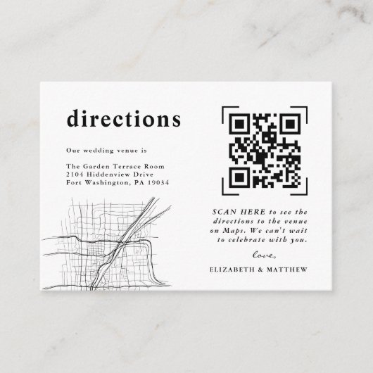 QRモダンコーミニマルドスキャン | の結婚方向 エンクロージャーカード (正面)
