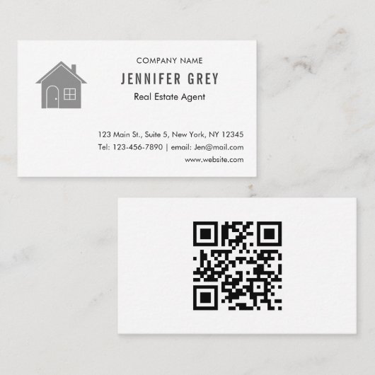 QRモダンコー実在ド付きエステート名刺 名刺 (正面/裏面)