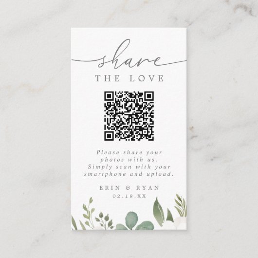QRモダンコー結婚ドと写真との写真共有 エンクロージャーカード (正面)