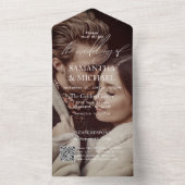 QRモダンコー結婚ド付き黒のRSVP写真 オールインワン招待状 (内側)