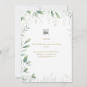 QRモダンコー葉ドのGREENERY結婚のQRコード救の更新 招待状 (裏面)