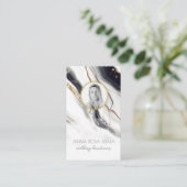 *~* QRラグジュアージ大理石フォトロゴ金ゴールドAP66 名刺 (スタンド正面)