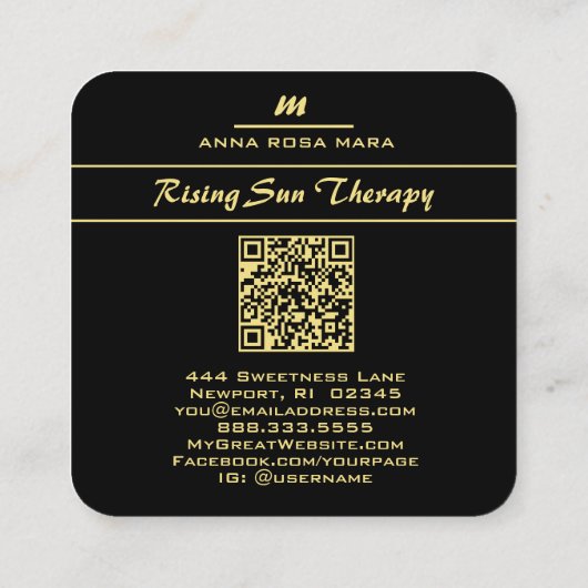 *~* QRラベンダーホワイト金ゴールドマゼンタイニシャルAP65 スクエア名刺 (裏面)