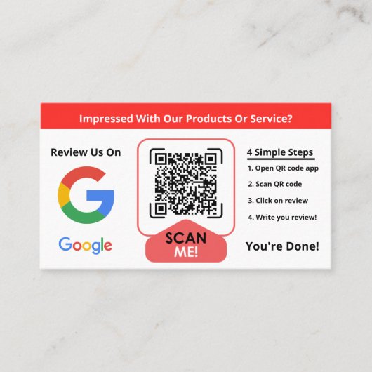 QrリンクのミニマリストとGoogleレビュー白 名刺 (正面)