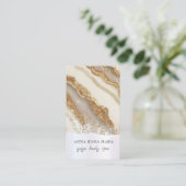 *~* QRルクセンアゲートアイボリーホワイト金ゴールドグリッターAP66 名刺 (スタンド正面)