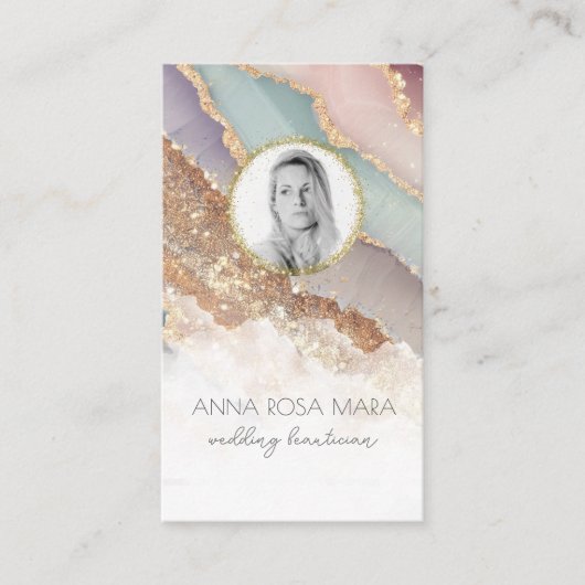 *~* QRルクセンアゲートパステルフォトロゴ金ゴールドAP66 名刺 (正面)