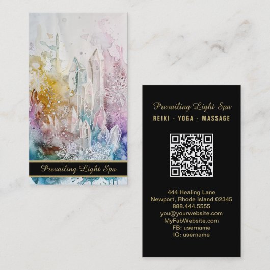 *~* QRレインボーアートドリップ結晶AP90金ゴールド 名刺 (正面/裏面)