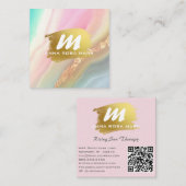 *~* QRレインボーパステルAP66金ゴールドグリッターゲート スクエア名刺 (正面/裏面)